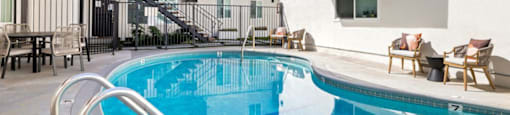 A swimming pool in a residential area.