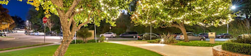 Walkways during the Holidays at The Reserve at Warner Center Apartments, California