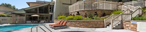 Jacuzzi Area with Lounge Chairs and Pool View at The Meadows  at The Meadows at The Meadows at Westlake Village Apartments,Westlake Village, California