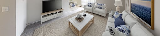 modern-styled living room at Eton Square Apartments and Townhomes, Michigan, 48009