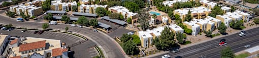 an aerial view of the city at Ascent on Peoria Apartments, Phoenix, 85029