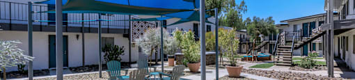 Outdoor lounge space at Ascent 1829 apartment building in East Phoenix, AZ