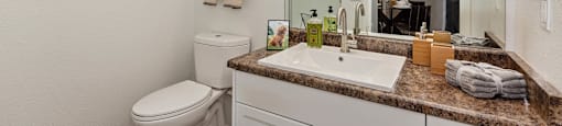Updated apartment bathroom at Ascent North Scottsdale, Arizona, 85054