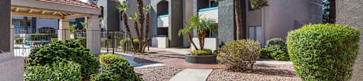 Courtyard view on a sunny day at Paseo 51, Arizona