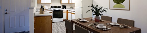 Dining and Kitchen Area 2 Bedroom Floorplan at Aspen Ridge Apartments in Albuquerque New Mexico