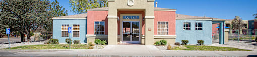 Exterior of leasing office at Aspen Ridge Apartments in Albuquerque New Mexico