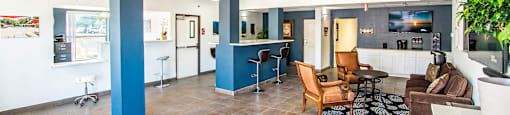 Leasing office lounge area at The Vistas Apartments