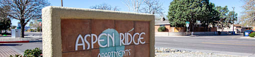 Monument sign at Aspen Ridge Apartments in Albuquerque New Mexico