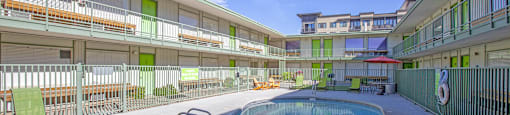 Pool and pool patio at The Continental Apartments in Phoenix AZ Nov 2020