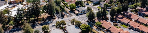 a drone stadium shot of a neighborhood in Concord at Oak Grove Terrace California, Oak Grove Road