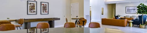 Ashland Farms Resident Clubhouse with Modern Decor, Shuffleboard, and Various Table Seating