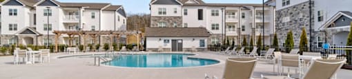 Ashland Farms Expansive Swimming Pool Area with Sundeck and Ample Lounge Chair Seating