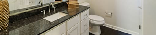 Ashland Farms Bathroom with Large, Single Sink Vanity, Plenty of Storage, and Granite Counters
