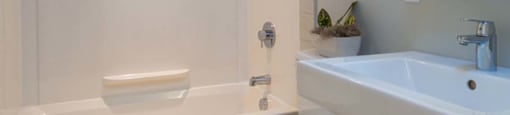 The Wyeth -  Bathroom with Bathtub Shower and Vanity Area