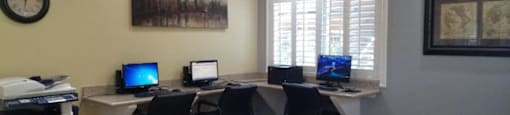 Business Center With Computers at Citrus Gardens Apartments, Fontana, 92335