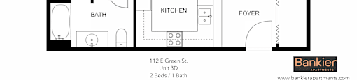a floor plan of a 1 bedroom floor plan
