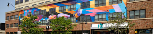 a building with a colorful mural on the side of it