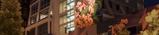 Night view of 519 mural