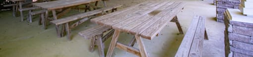 outdoor pavilion with picnic tables