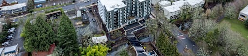 Apartments Near University of Oregon - Crosswood Apartments - Aerial View of Our Community and the Surrounding Neighborhood