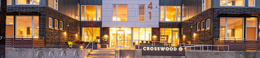 Pet Friendly Apartments in Eugene OR - Crosswood Apartments - Exterior View of Our Modern Mid-Rise Apartment Homes