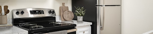 A black stove top oven with a white pot on it.