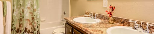 Bright Bathroom at Belle Creek Apartments, Henderson, CO, Colorado, 80640