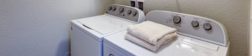 Full size washer and dryer at Enclave Apartments, Henderson, Colorado