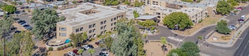 Aerial view of a city at Palazzo Senior Apartments - 55+ Active Adult Apartments, Arizona