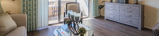 model apartment room with view on patio