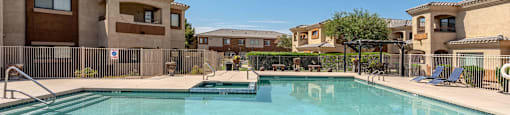 A large swimming pool  at Sereno Townhomes, Glendale, AZ