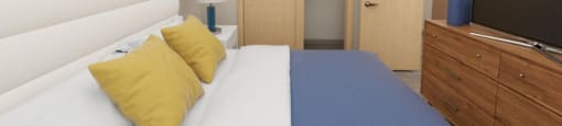 Bedroom with cabinets at Cedar Crossing, Seattle, 98115