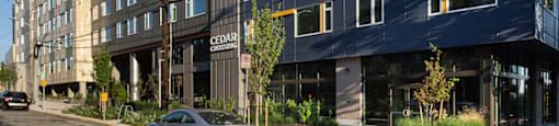 Car parked outside the building at Cedar Crossing, Seattle, WA, 98115