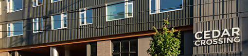 Building entrance at Cedar Crossing, Seattle