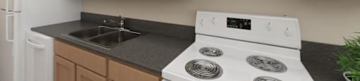 Kitchen with cabinets at Cedar Crossing, Seattle, WA, 98115
