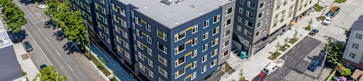 Aerial of building at Cedar Crossing, Washington, 98115