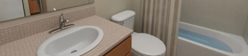 bathroom at The Aries at Bitter Lake Apartments, Seattle, 98133