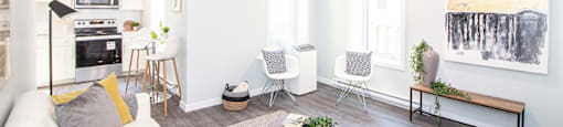 Manitoba rentals: a living room with white walls and a white couch