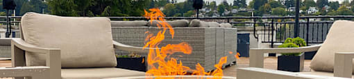 Rooftop firebowls are the perfect place to gather at Harbor Heights 55+ Community, Olympia, Washington