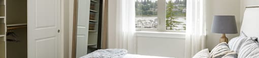 Bedroom with Closet at Harbor Heights 55+ Community, Washington