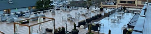 Exterior patio with water views at Harbor Heights 55+ Community, Olympia, Washington