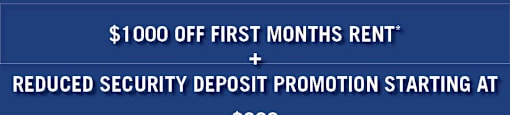 A promotional offer for realstar includes $1000 off first months rent, reduced security deposit, and discounts on Telus and security deposits for certain groups.