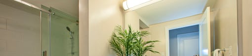 La Salle Towers bathroom featuring modern finishes and walk-in shower in Burlington, ON