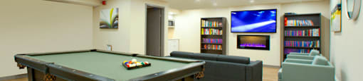 Prince Court Princess Manor in Welland, ON billiards room with lounge seating