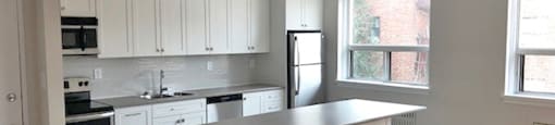 Berry Road in Etobicoke, ON renovated kitchen with island