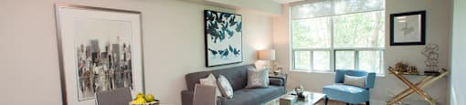 Brookbanks Modern, open concept living room with ample sunlight in Toronto, ON