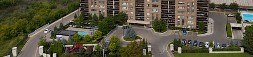 190 Cityview in Brampton, ON drone view of front exterior of building