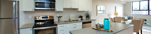 190 Cityview in Brampton, ON kitchen with upgraded cabinetry and breakfast island