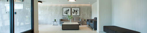 190 Cityview in Brampton, ON Updated lobby with seating