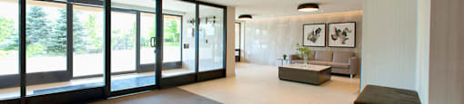 190 Cityview in Brampton, ON secure lobby entrance with seating